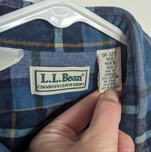 L.L. Bean Vintage Chamois Blue Flannel Shirt sz M - Picture 3 of 4